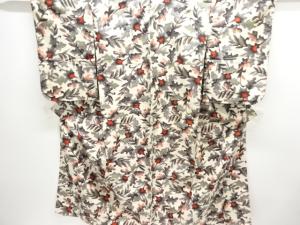 大正ロマン　草花模様織出し銘仙着物